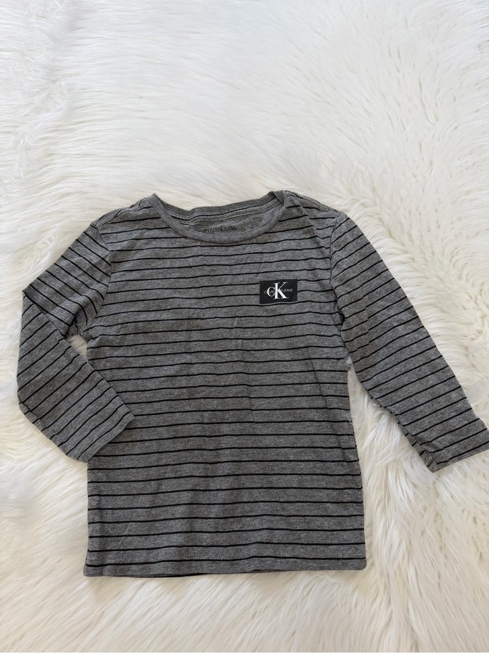 Calvin Klein Gray Striped Long-Sleeve Shirt Sz 2T